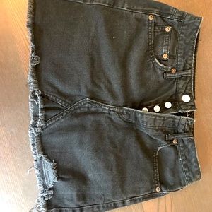 AMERICAN EAGLE black denim skirt button closure size 2